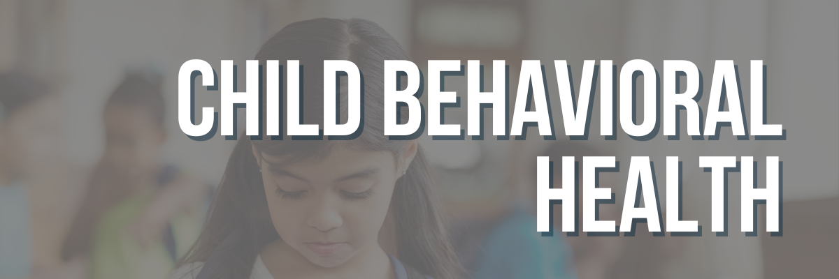 Childhood Behavioral Health Course Banner with child in school hallway 